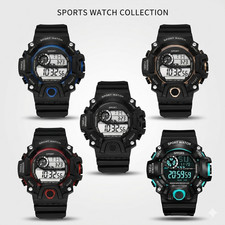 Mens Digital Sports Watch Military Tactical LED Backlight Water Resistant Wrist