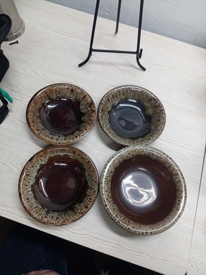 Vintage Canonsburg? Brown Drip Glaze Pottery Bowls Set of 4