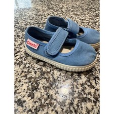 Cienta Mary Jane Shoes Kids Size 19 3.5 Blue Canvas Hook Loop Cottagecore