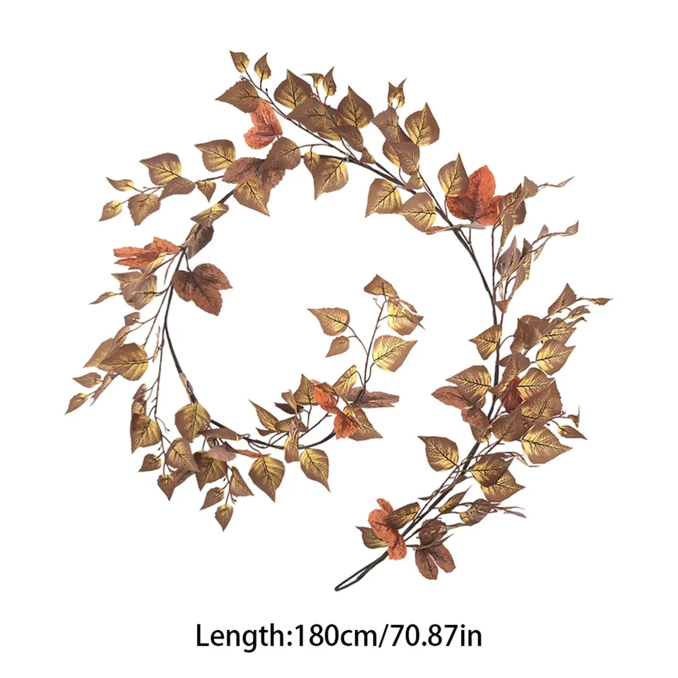 Fall Decoration Flowers Faux Autumn Maple Leaf Vine For Mantle Table Porch  - Image 2 of 4