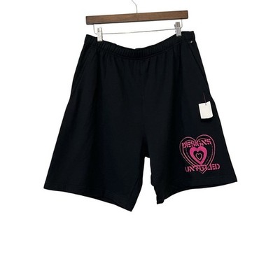 Designs Untitled Punk Hart Knit Shorts, Pull-On, Black & Pink, Size Medium