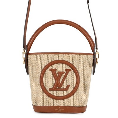 Louis Vuitton Petit Bucket Raffia Bucket Bag 2way Tote Crossbody