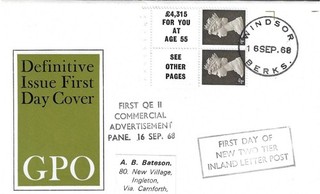 1968 First Day of New Two Tier Inland Letter Post GPO FDC Windsor CDS cachet