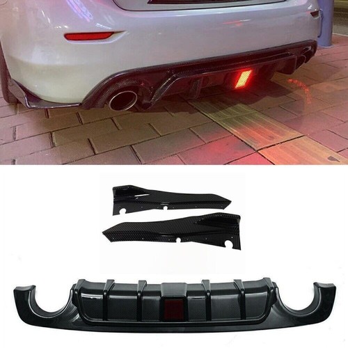 Carbon Fiber Look Rear Bumper Diffuser+Side Cover For Infiniti Q50 2018-2020 19 - Picture 8 of 9