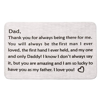 Dad Wallet Card Love Note, Metal Card for Him, Silver