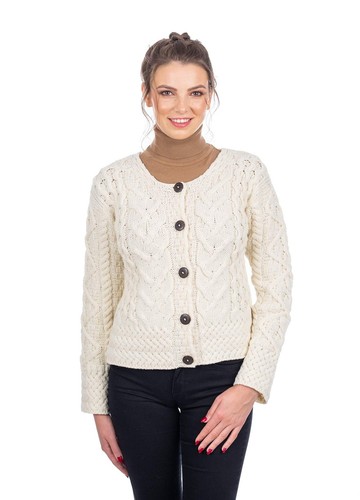 SAOL Classic Irish Merino Wool Cable Cardigan For Women – Cozy, Machine-Washable & Timeless - View #11