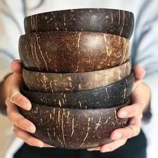 Handcrafted Coconut Shell Salad Bowl Set with Wooden Spoons - Perfect for Serve