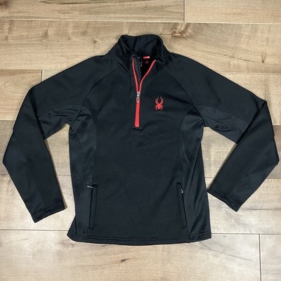 Spyder Men s Size Small Outbound 1/2 Zip Pullover Sweater Black & Red Knit