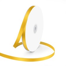 Yellow Single Face Polyester Satin Ribbon 3/8 Inch x 100 Yards Crafts Decor