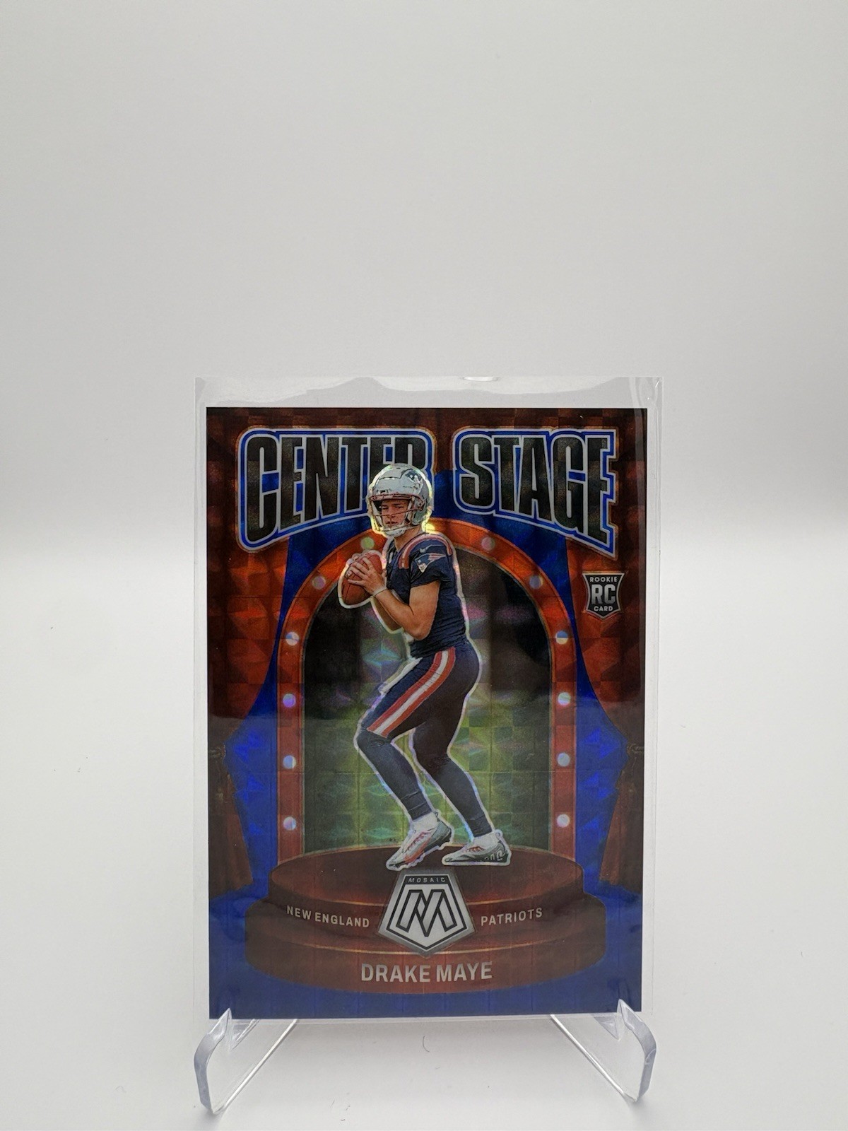 2024 Panini Mosaic Center Stage Drake Maye #11 Blue Mosaic Prizm 02/99 (RC)!