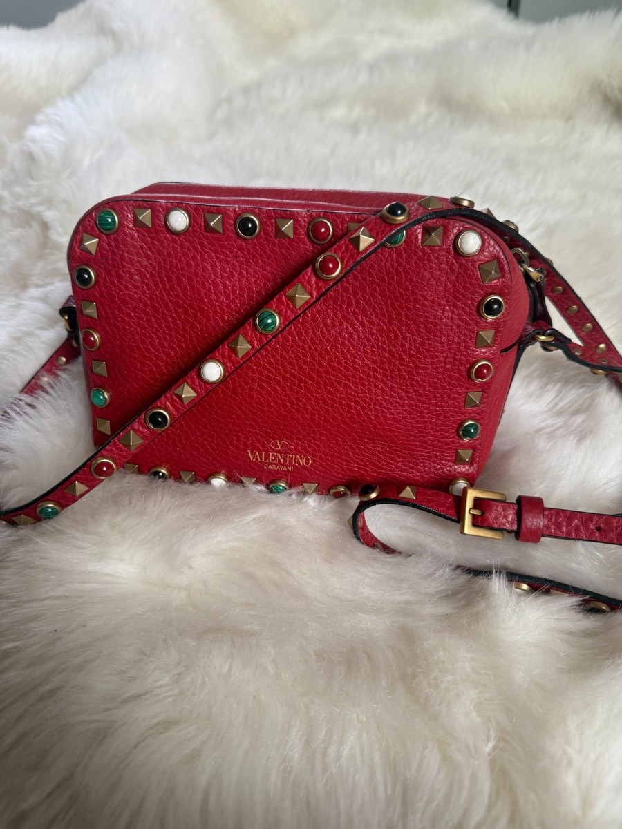 Valentino Garavani Rockstud Rolling Camera Crossbody Bag Red
