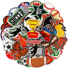 Embroidered Sports Iron-On Patches Set for Clothing and Accessories, 36 Pieces