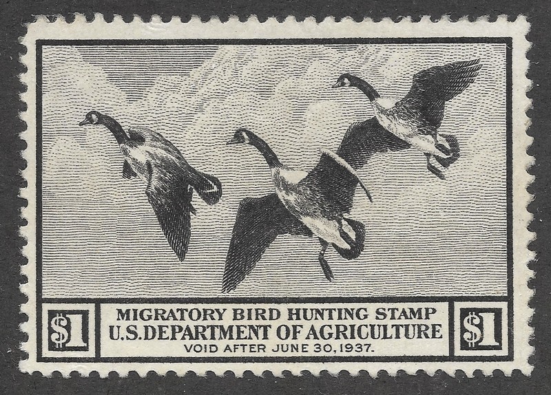MLH 1936 Scott #RW3* Federal Duck Stamp
