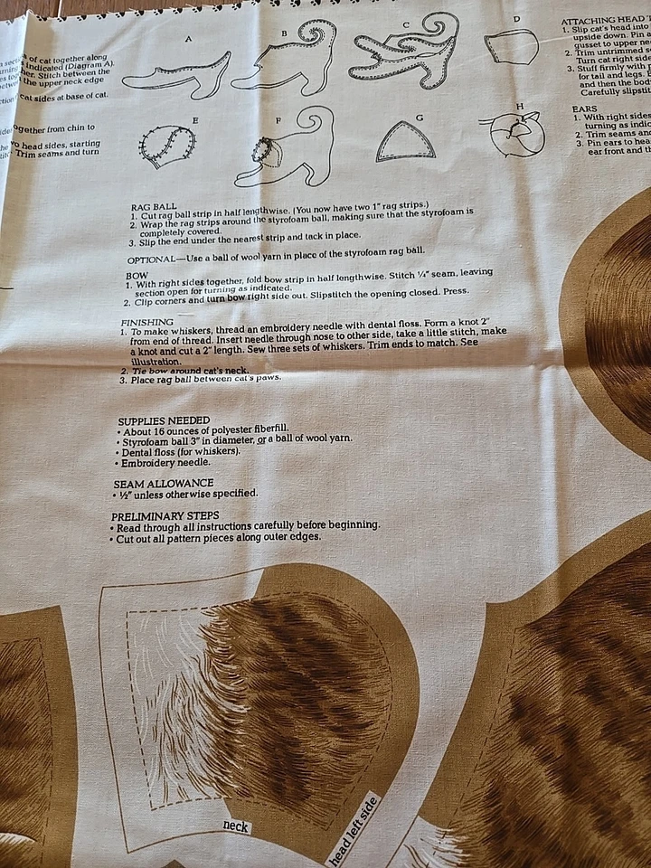 Arco de bola acabado 17x14 panel corte y costura gato gatito SPRING INDUSTRIES raro de colección Foto 3 de 4