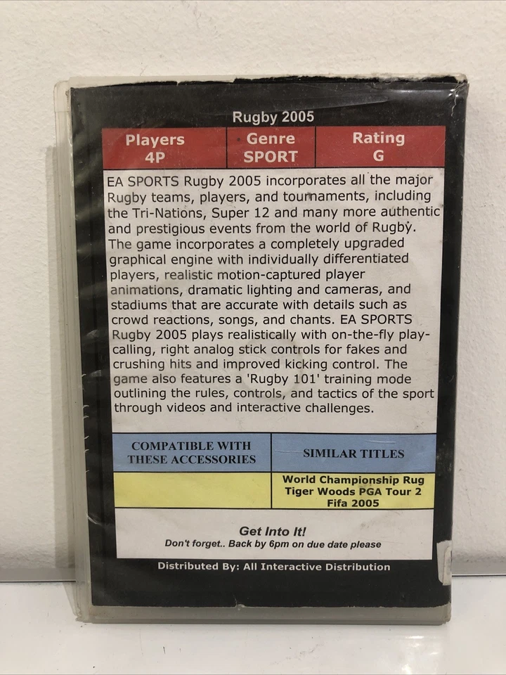 EA Sports Rugby 2005 Xbox Original Game With Manual - Rated G - Acceptable Cond. - Image 3 of 4