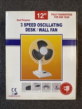 12 Inch Oscillating 3-Speed Desk Fan - White