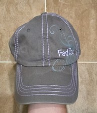 Vintage Y2K 2000s FedEx Employee Hat Uniform Gray Strapback RARE