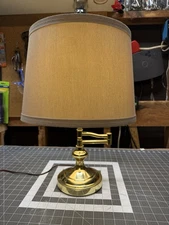 Vintage Mid Century Modern  CLASSIC Brass Swing Arm Table Lamp. TESTED WORKS