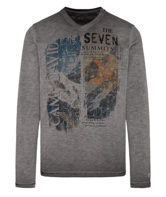 Camp David Longsleeve mit V-Neck und Photoprint black CG2509-3707-41