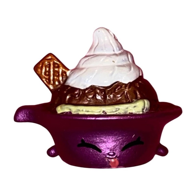 Purple Cupcake Cup Figurine, Whipped Cream Topping & Cookie, Plastic Kids