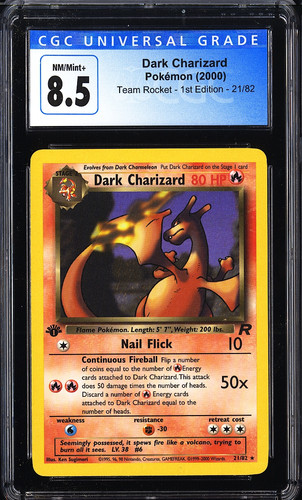 2000 Dark Charizard Pokemon Team Rocket 1st Edition 21/82 CGC 8.5