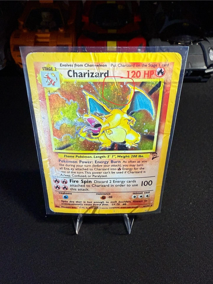Pokemon TCG English Base Set 2 Charizard 4/130 Holo Rare Damaged with SWIRL  - Image 2 of 3