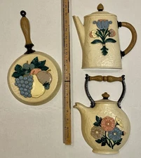 Vintage Homco Home Interior Kitchen Coffee Tea Pot Skillet Decor like Syroco 95