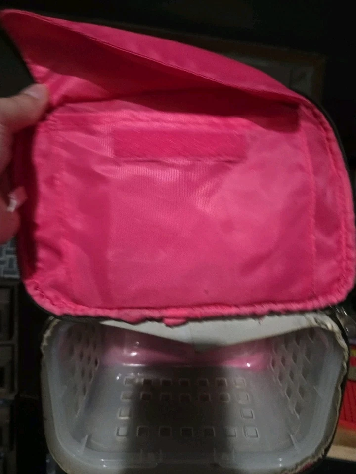 Vtg Modella Make up Case Travel Storage Brown With Tan Polka Dots Pink Inside  - Image 3 of 4