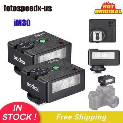 US 2X Godox iM30 Mini Pocket Camera Flash Light Speedlite For Canon Nikon Sony