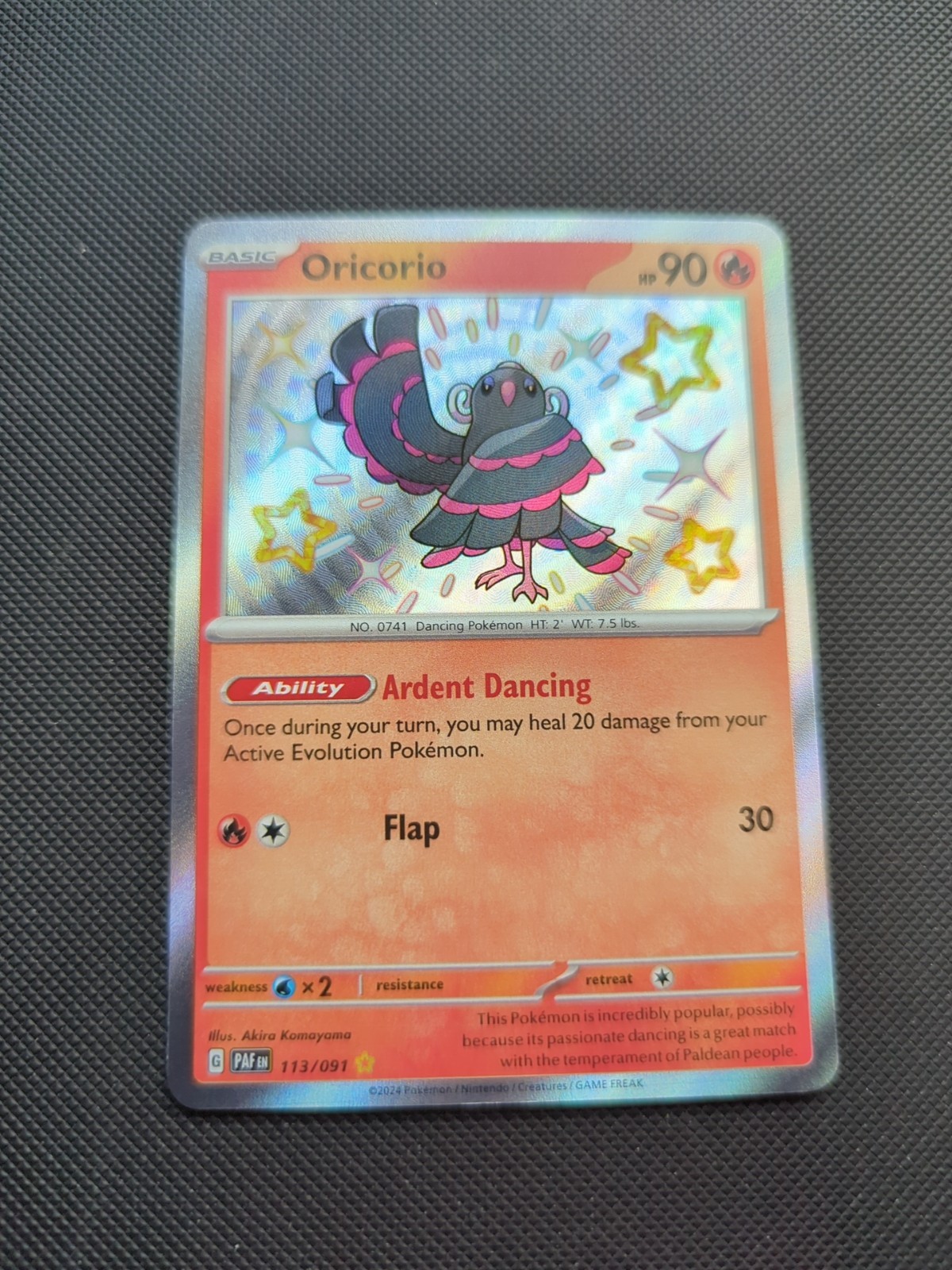 Oricorio 113/091 Paldean Fates Shiny Rare Holo Pokemon Card NM