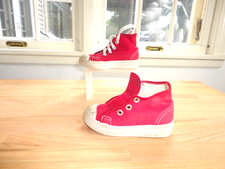 Vintage Unbranded High Top Kids Red Canvas Sneakers Size 6 Made in USA