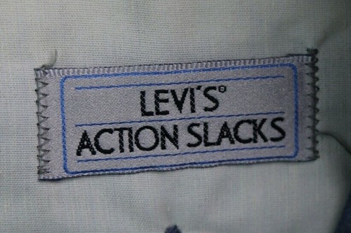 Pantalones de vestir vintage de acción Levi's frente plano azul talla 34x28 con cremallera mosca - Imagen 3 de 10