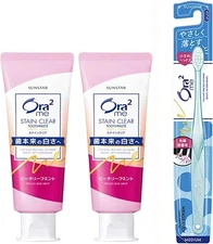 New Ora2 Me Stain Clear Toothpaste Peach Leaf Mint 130g x 2 Made in Japan