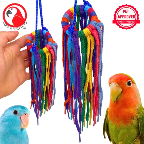 Bonka Bird Toys 51214 Small Aglet Heaven Chew Preen Tug Pull Parrot Cage Toy Pet