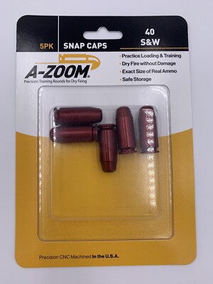 A-Zoom, Snap Caps, 40 S&W, 5 Pack (Fake Practice Bullets/Rounds)
