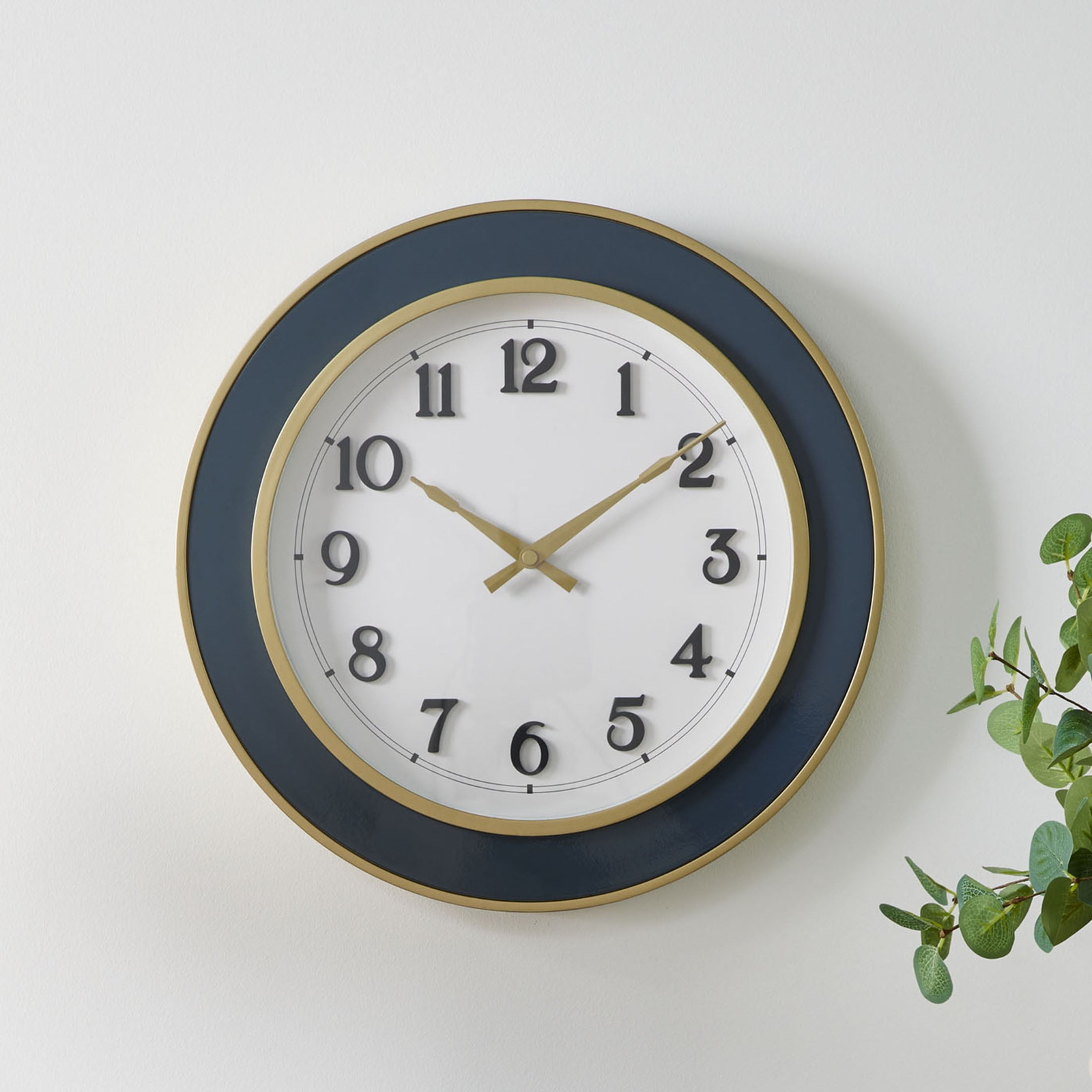 15.5" Round Indoor Modern Grey and Gold Analog Wall Clock with Arabic Numbers