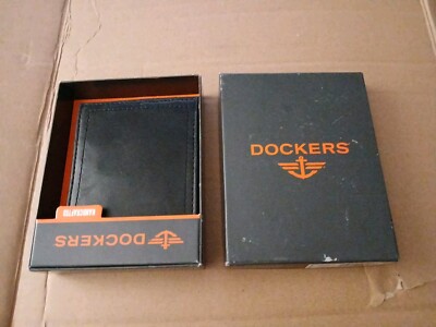 Dockers Men's Black Genuine Leather Trifold Wallet Gift Box New