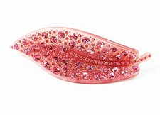  USA HAIR CLIP Acrylic Austria Crystal PIN Claw Pink Barrette Flower Leaf