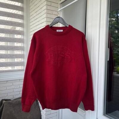 Vintage HUGO BOSS Sweater logo Size XL 90s luxury pullover