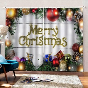 55x40 Christmas Curtains Holiday Backdrop W Xmas Ball Living Room Bedroom Ebay