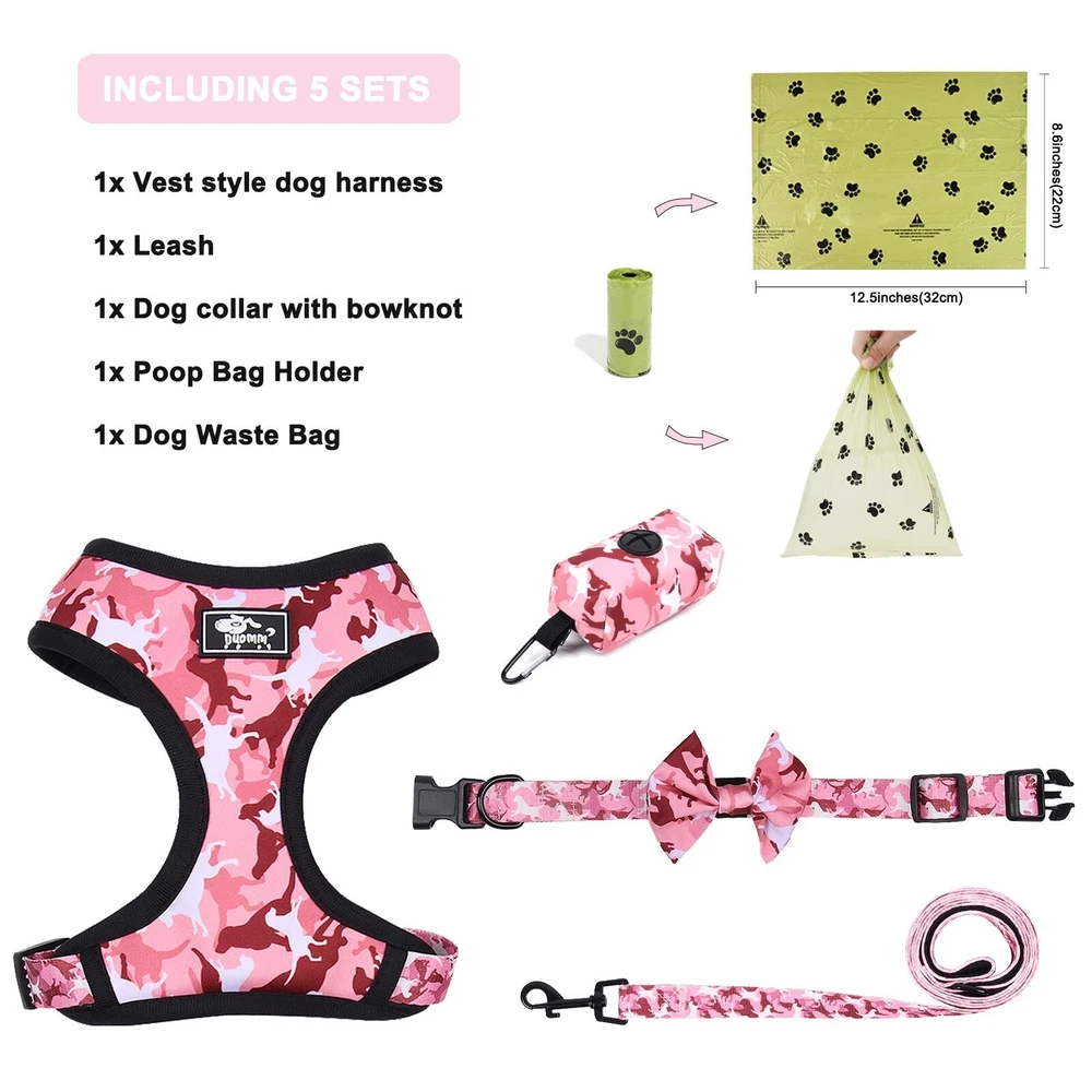 Dog Harness and Leash Set for Small Dogs, Adjustable Reflective No Pull Dog V...