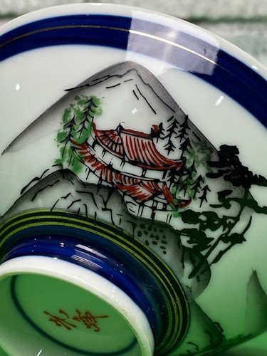 Tazón de arroz de porcelana de porcelana de 4,5 pulgadas pintado a mano asiático de colección - Imagen 8 de 11