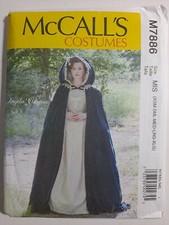 Victorian Hooded Cape Costume size XS-XL McCalls 7886 Sewing Pattern