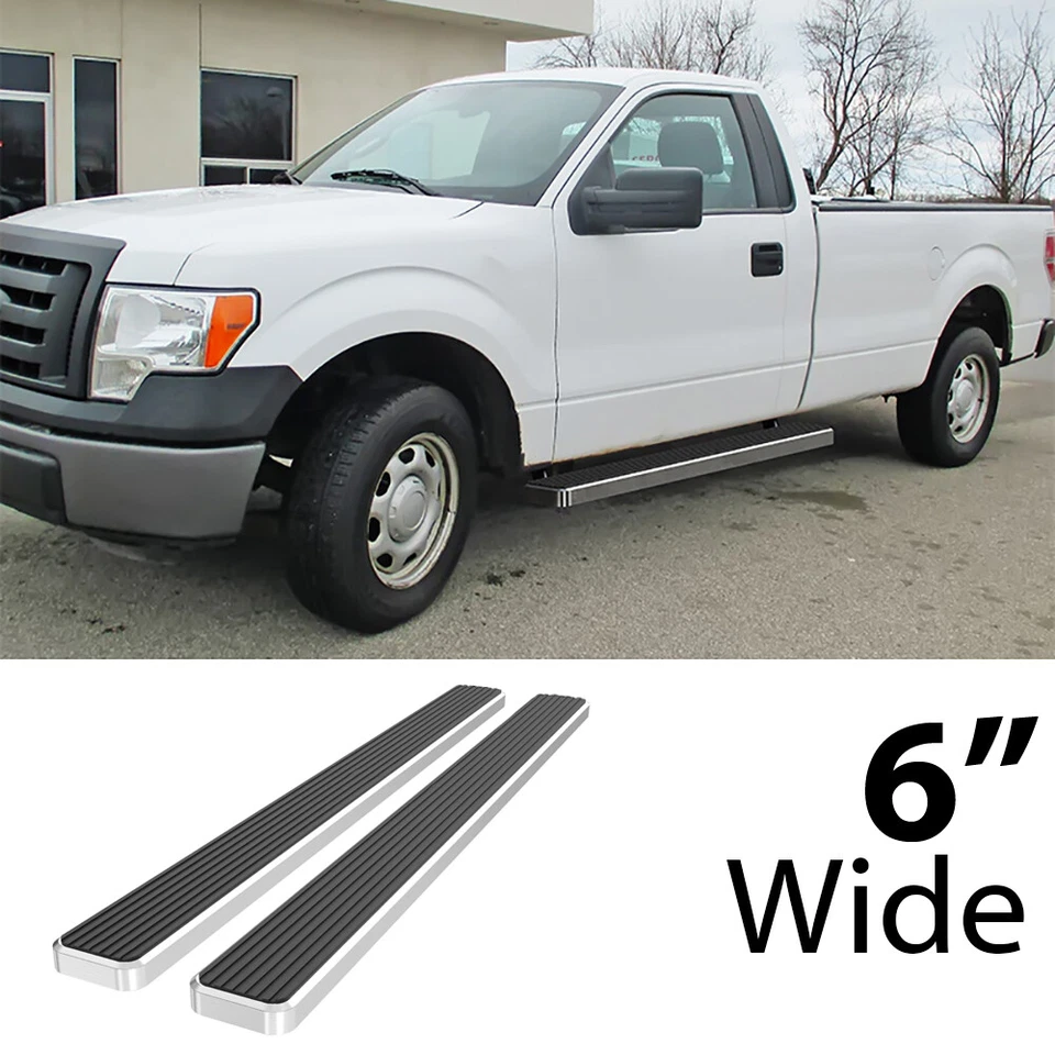 Tabla de correr HD Ridez 6" plateada ajuste 09-14 Ford F150 cabina regular Foto 2 de 4