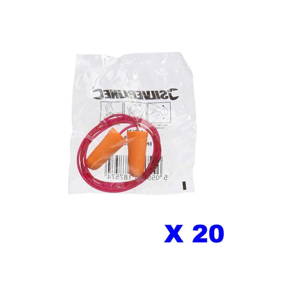 SILVERLINE LOT 20 paires Bouchons D'oreilles Mousse SNR 37db Boules ANTI BRUIT avec corde