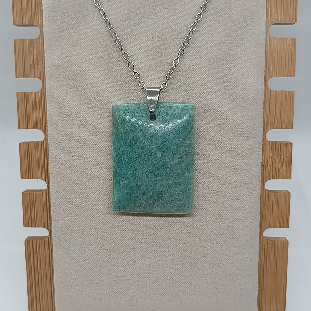 Pendentif rectangle amazonite pierre plate pour méditation