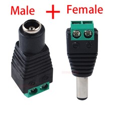 Male Female DC Power Connectors Plug for Security Camera CCTV Video 5.25 2.5mm