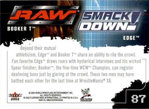 2002 Fleer WWE Raw vs. Smackdown Booker T/Edge (2) #87 Wrestling Card - Picture 2 of 2