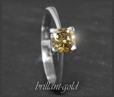 Diamant Damen Solitär Ring mit 0,95ct in cognac-champagner, 585 Gold, Weißgold - Bild 1 von 4