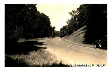 RPPC Highway View Near Stambaugh Michigan MI Postcard UNP